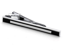 Load image into Gallery viewer, Black &amp; Silver Design Tie Bar